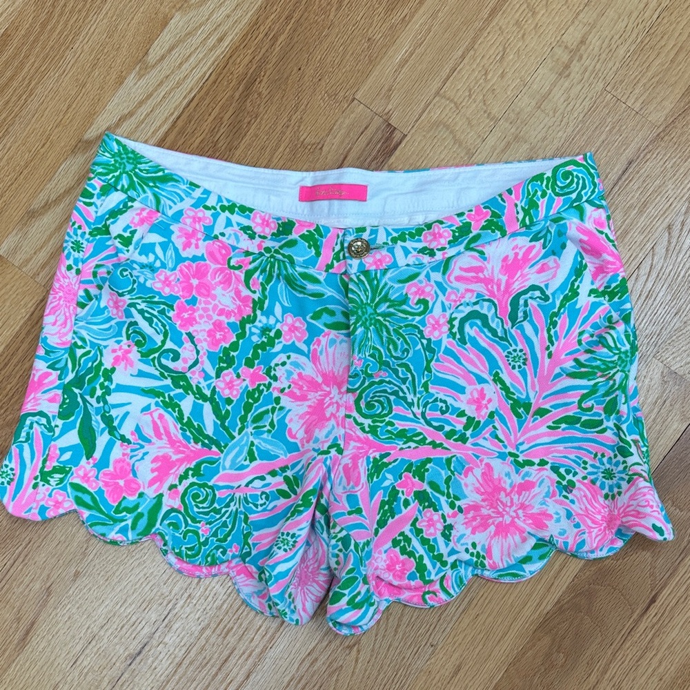 Lilly Pulitzer Pink and Green Floral Shorts